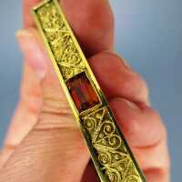 Antike Damen Brosche in Gold mit Citrin Filigranbrosche Handarbeit