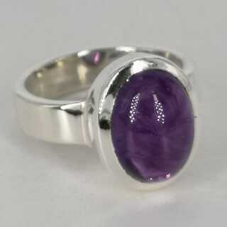 Magnificent band ring in silver with amethyst