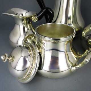 Antique coffe set in 835 silver and wood