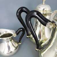 Antique coffe set in 835 silver and wood