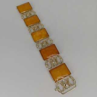 Butterscotch Amber Bracelet in Silver by Louis Vausch Berlin circa 1925/30