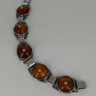 Art Deco Bracelet in Silver and Amber from East Prussia around 1930