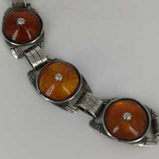 Art Deco Bracelet in Silver and Amber from East Prussia around 1930