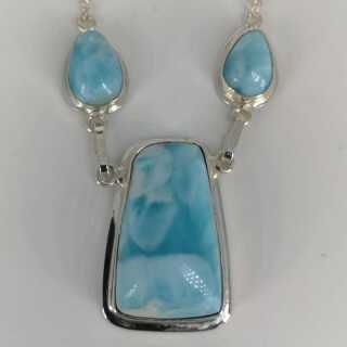 Pretty necklace in silver with Larimar from the Caribbean