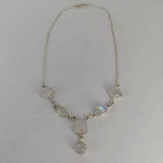 Charming sterling silver necklace with various moonstones