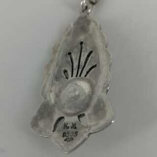 Enchanting Art Deco pendant in silver with pearl and marcasites