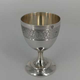Egg Cup and Spoon in Silver with Minerva Mark around 1900
