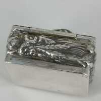 Pretty Square Pill Box in Silver with Cornflower Decor