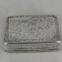 Antique Snuffbox from Russia in Silver with Hunting Scenes