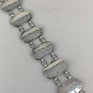 Modernism Silver Link Bracelet with Hammer Decoration