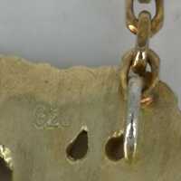Jugendstil Anhänger und Kette in vergoldetem Silber mit Lapislazuli