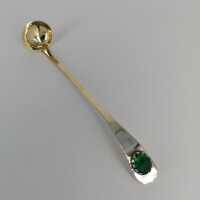 Biedermeier Cream Spoon in Silver with Glass Stone for the Tea Ceremony