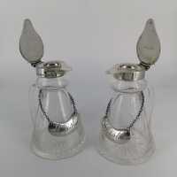 Pair of Glass Whisky Decanters with Silver Mountings