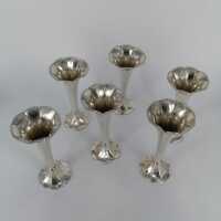 Set of 6 Silver Art Deco Table Vases