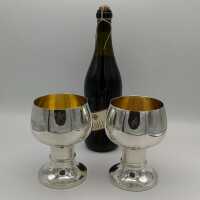 Vintage Set of 6 Large Red Wine Goblets or Romans in Silver