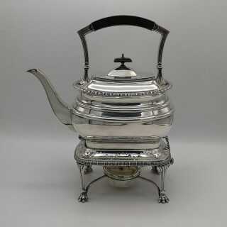 Antike Teekanne - Annodazumal Antikschmuck: Antike Schwenkkanne mit Stövchen in Silber kaufen 