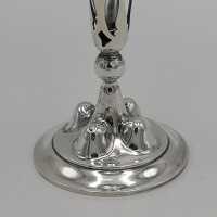 Durchbrochene Jugendstil Vase in Silber mit Glaseinsatz