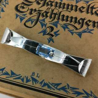 Antikschmuck in Silber - Annodazumal Antikschmuck: Art Deco Brosche mit Blautopas kaufen