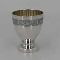 Rare egg cup in silver with childrens decoration in original packaging