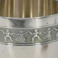Rare egg cup in silver with childrens decoration in original packaging