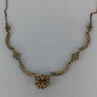 Delicate Art Nouveau Garnet Necklace in Gold Doublé
