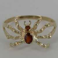 Vintage Spider Ring in Gold and Garnet Trim