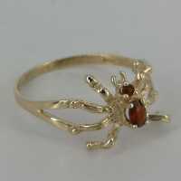 Vintage Spider Ring in Gold and Garnet Trim