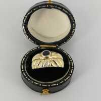 Vintage eleganter Damenring in Gold mit Saphir und Diamant