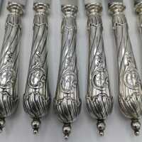 Antique Neo-Rococo Menu Cutlery for 12 in Silver
