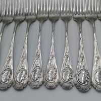 Antikes Menübesteck für 12 Personen in Silber im Neo-Rokoko