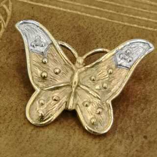 Antikschmuck für Damen - Annodazumal Antikschmuck: Vintage Schmetterling Goldbrosche mit Diamanten kaufen
