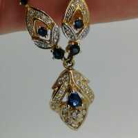 Antikschmuck für Damen - Annodazumal Antikschmuck: Vintage Collier in Gold mit Saphiren und Diamanten kaufen
