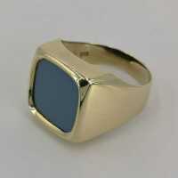 Art Deco Herrenringe - Annodazumal Antikschmuck: Siegel Ring in Gold mit blauem Lagenonyx kaufen