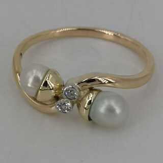 Vintage Goldschmuck für Damen - Annodazumal Antikschmuck: Damen Ring in Gold mit Diamanten und Perlen kaufen