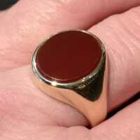Vintage Herren Siegel Ring in Gold mit einer Platte aus rotem Karneol