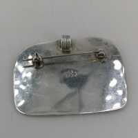 Abstrakte Designer Brosche/Anhänger in Silber mit antikem Glas