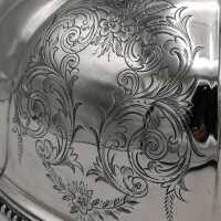 Pair of antique silver-plated meat covers with leaf decoration and magnificent handles
