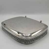 Magnificent Handmade Tray in Silver with Daisies Gallery Edge