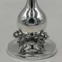Small Art Nouveau Dolphin Good Luck Vase in Silver