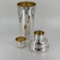 Elegant Art Deco Cocktail Shaker in Solid Silver and Gold