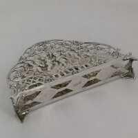 Magnificent Art Nouveau Napkin Holder in Silver Openwork Rich Decoration