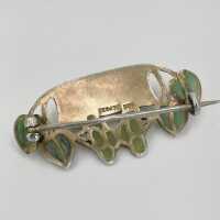 Art Nouveau Brooch in Silver with Window Enamel and Chalcedony Heinrich Levinger