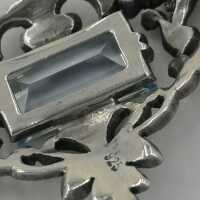 Schönes Trachtenschmuck Collier in Silber mit Blautopas und Markasiten