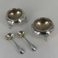 Antique salt or spice bowls with original spoons in silver and gold