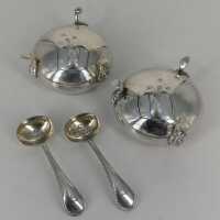 Antique salt or spice bowls with original spoons in silver and gold