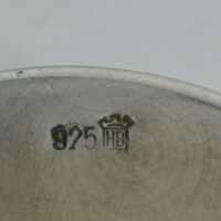 Antikes Gewürzdöschen mit Löffel in Silber mit Kreuzbandmuster