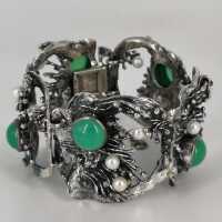 Vintage Silberschmuck - Annodazumal Antikschmuck: Armband in Silber mit Chrysopras und Perlen kaufen