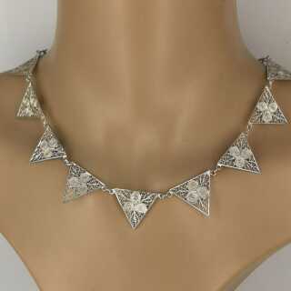 Antikschmuck für Damen - Annodazumal Antikschmuck: Art Deco Collier in Silber in Filigrantechnik kaufen