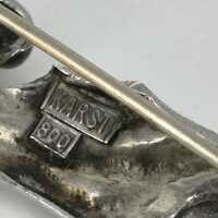 Außergewöhnliche Art Deco Stab Brosche in Silber mit Lapislazuli