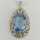 Large art nouveau pendant in silver with blue glass stone